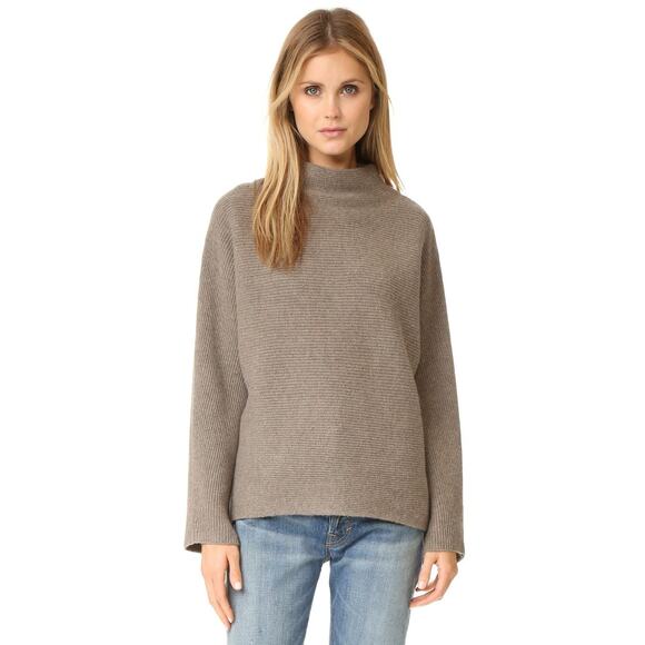 Vince Cropped Horizontal Rib Sweater Tan Size Small - Picture 1 of 8
